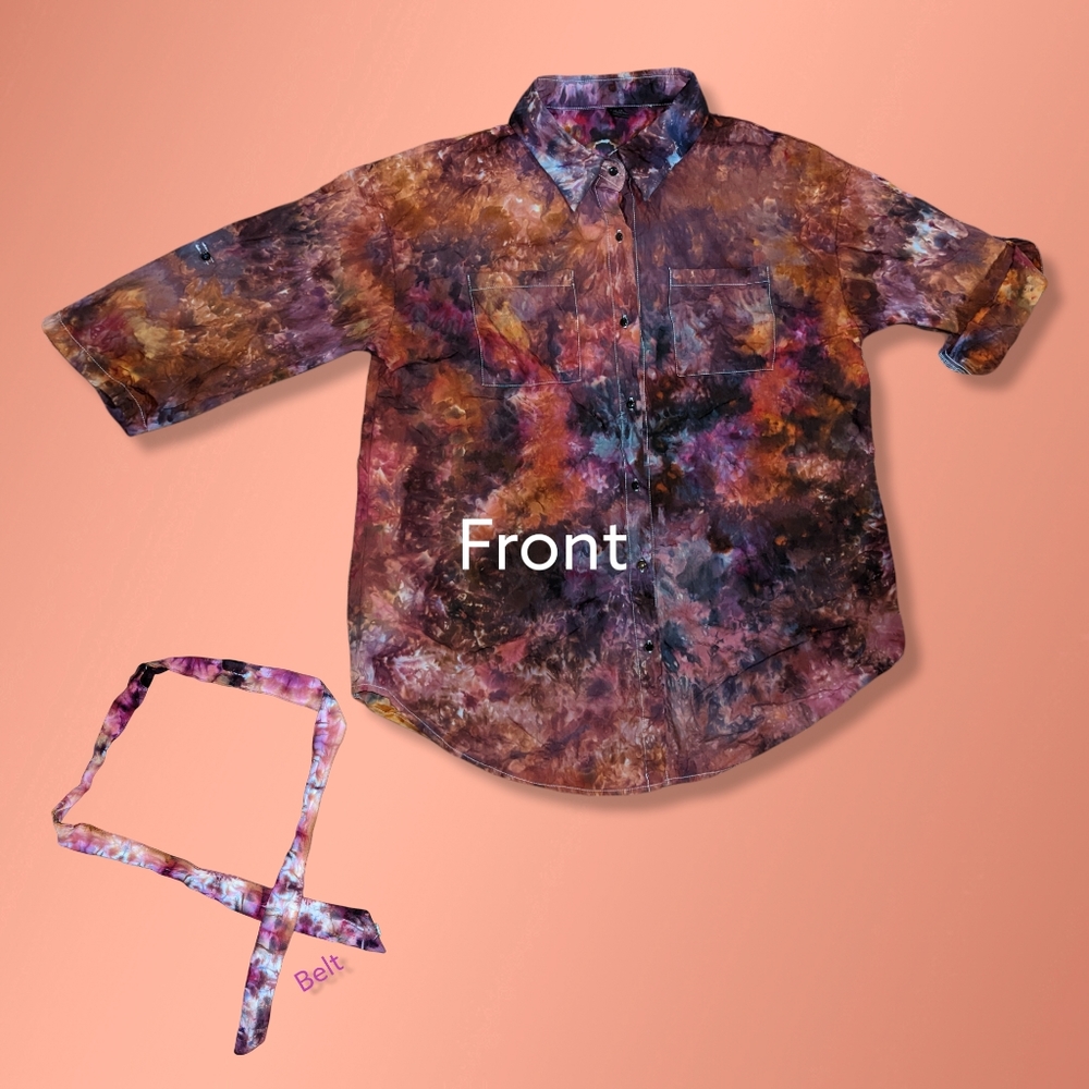 Button up tye-dye blouse